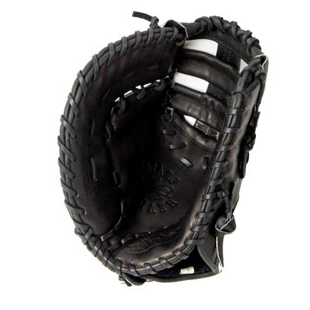 LEFT HAND THROW First Base Leather Baseball Glove - Black 12.75 Inch