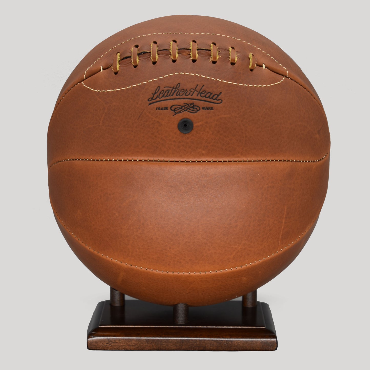 Football Display Stand, Dark Walnut – Leather Head Sports