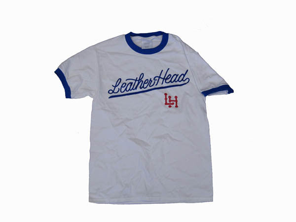 Leather Head white short sleeve ringer Tee  RINGER TEE-WHT