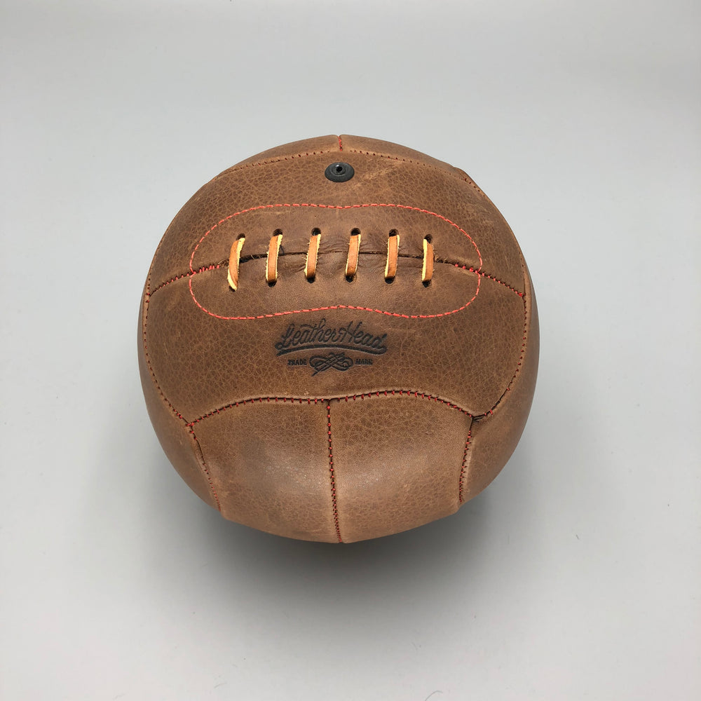 Brown No.4 Soccer Ball, 12 Panel, red stitch
